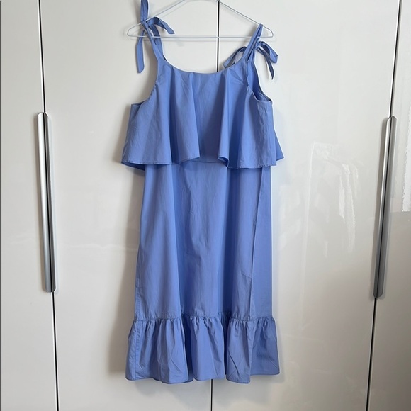 KAZO Blue Ruffle Midi Cotton Summer Dress, Size L - Picture 9 of 11